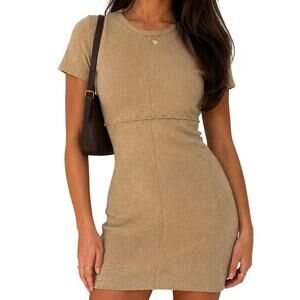 Zara Rory Gilmore Camel Knit Mini Dress Y2K Librianian Academia Small